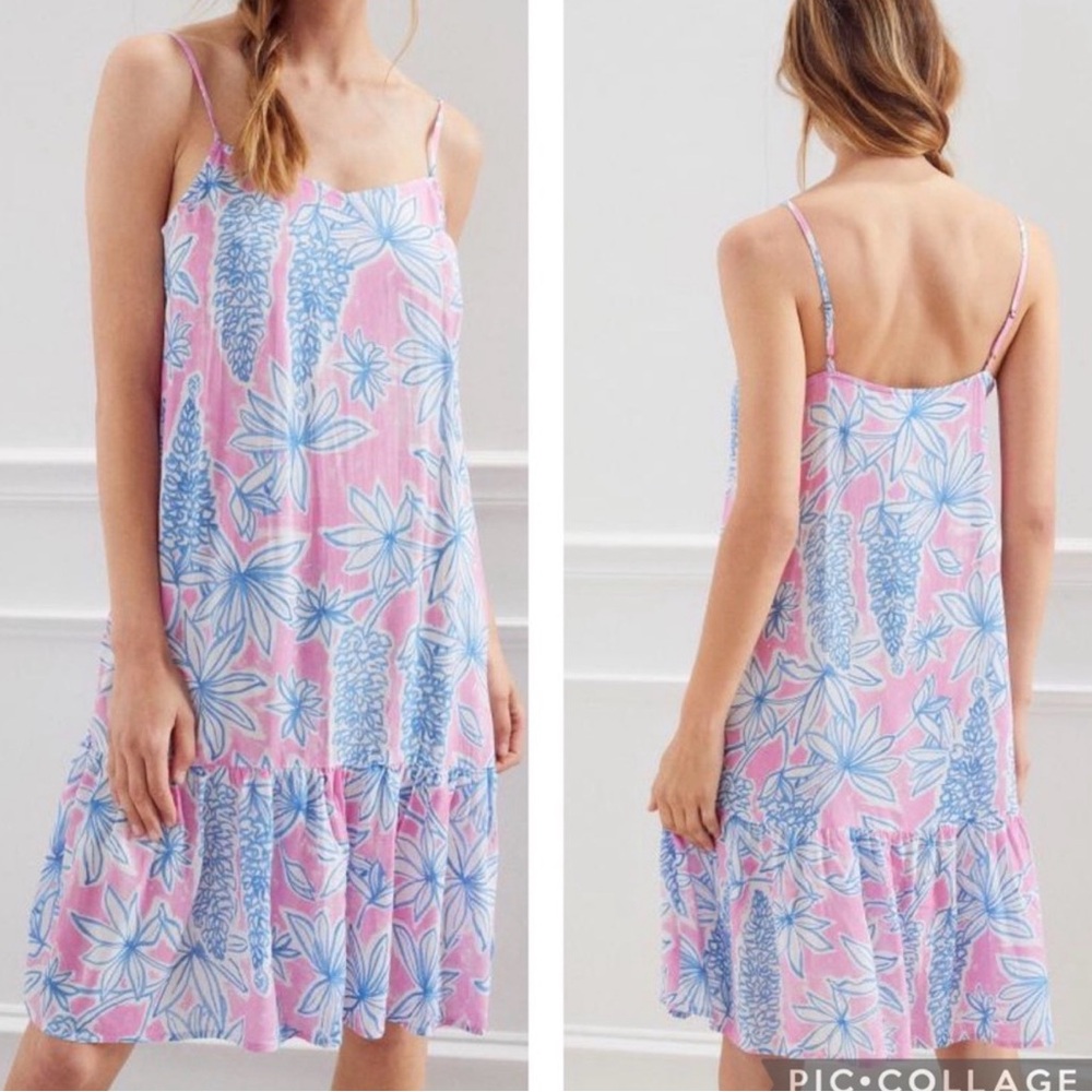 Anthropologie Sisters Gulassa Flounce Floral Mini Dress Pink Blue‎ xs petite